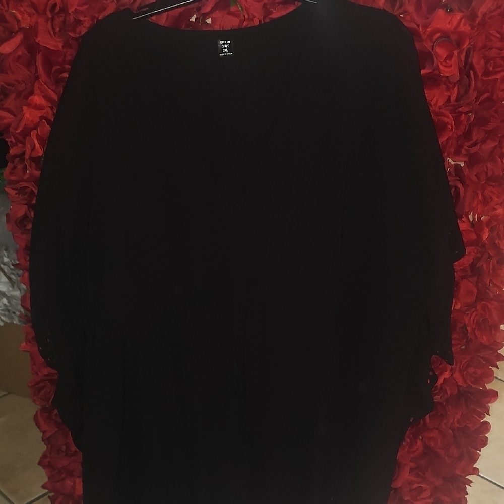 Shein NEW Women's Black Eyelet Beach Coverup Size 3X